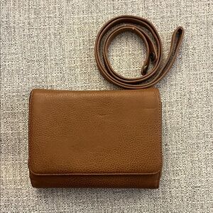GH Bass Cognac Leather Crossbody Bag/Clutch with Adjustable Strap